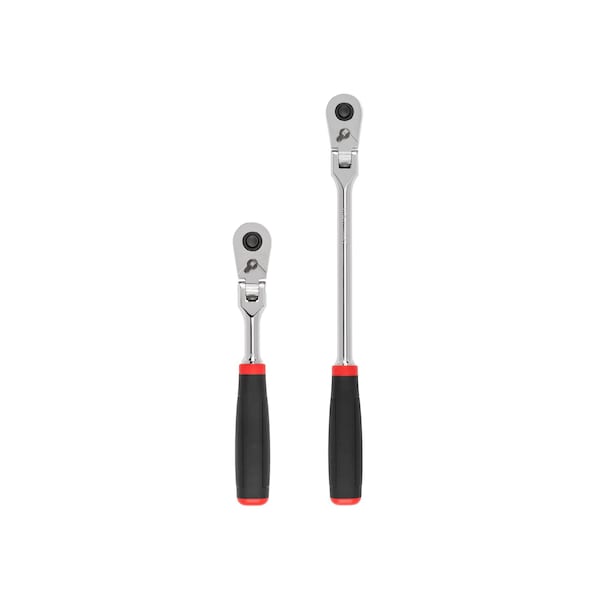 3/8 Inch Drive Flex Head Quick-Release Comfort Grip Ratchet Set, 2-Piece (8, 12 in.)